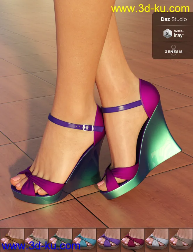 Kiru Wedge High Heels for Genesis 3 and 8 female(s)模型的图片5