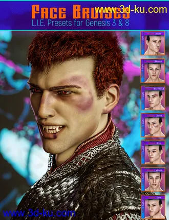 3D打印模型L.I.E. FACE BRUISES for Genesis 3 and 8的图片