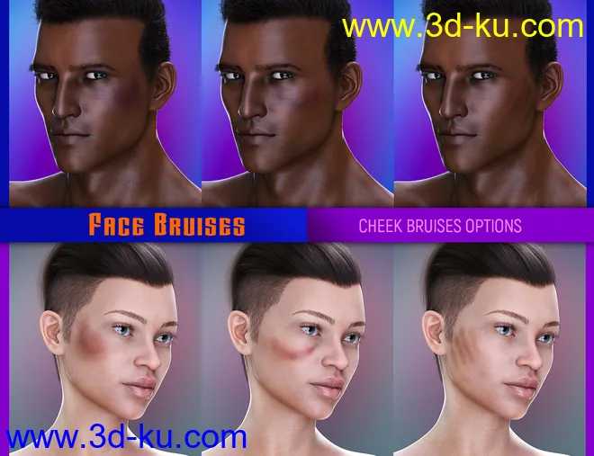 L.I.E. FACE BRUISES for Genesis 3 and 8模型的图片4