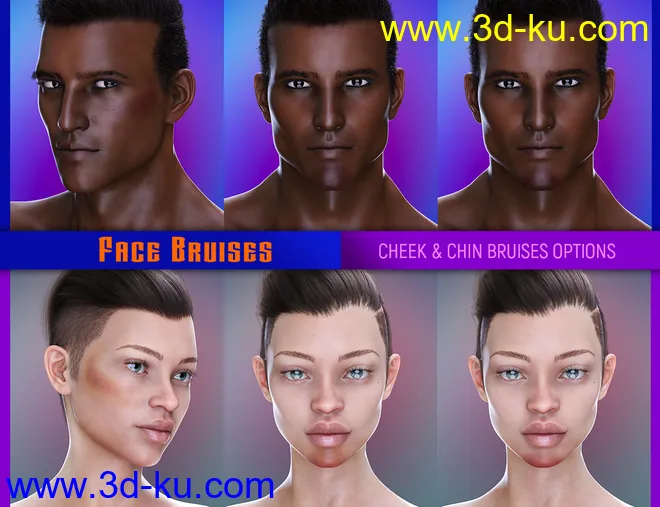 L.I.E. FACE BRUISES for Genesis 3 and 8模型的图片6