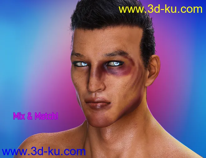 L.I.E. FACE BRUISES for Genesis 3 and 8模型的图片7