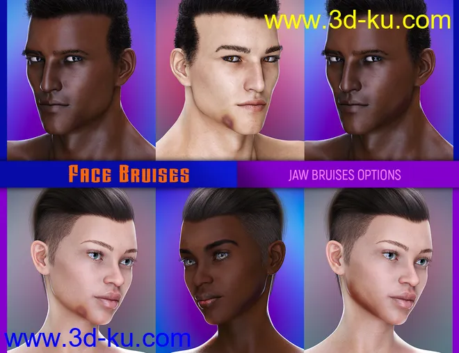 L.I.E. FACE BRUISES for Genesis 3 and 8模型的图片8