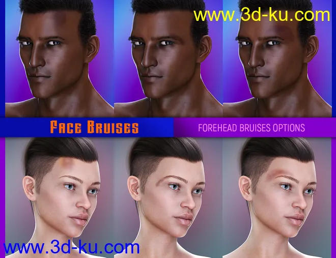 L.I.E. FACE BRUISES for Genesis 3 and 8模型的图片9