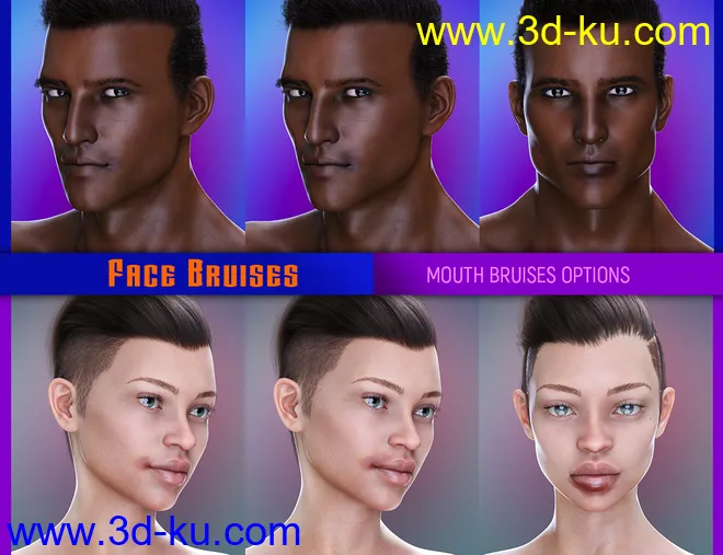 L.I.E. FACE BRUISES for Genesis 3 and 8模型的图片12