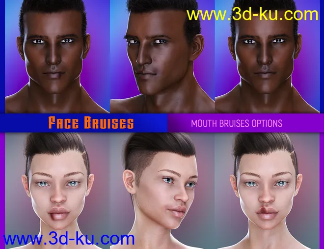 L.I.E. FACE BRUISES for Genesis 3 and 8模型的图片13