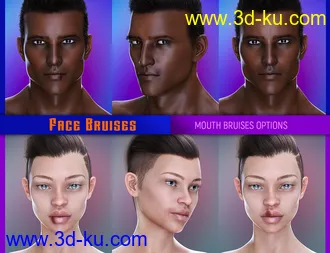 3D打印模型L.I.E. FACE BRUISES for Genesis 3 and 8的图片