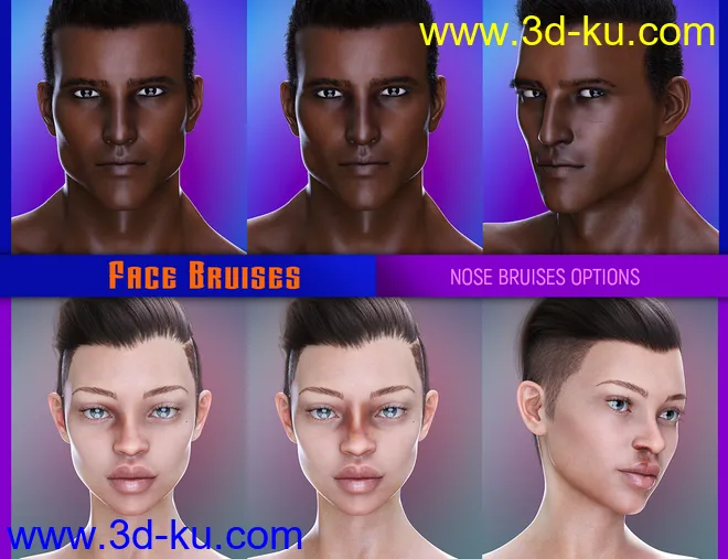 L.I.E. FACE BRUISES for Genesis 3 and 8模型的图片14