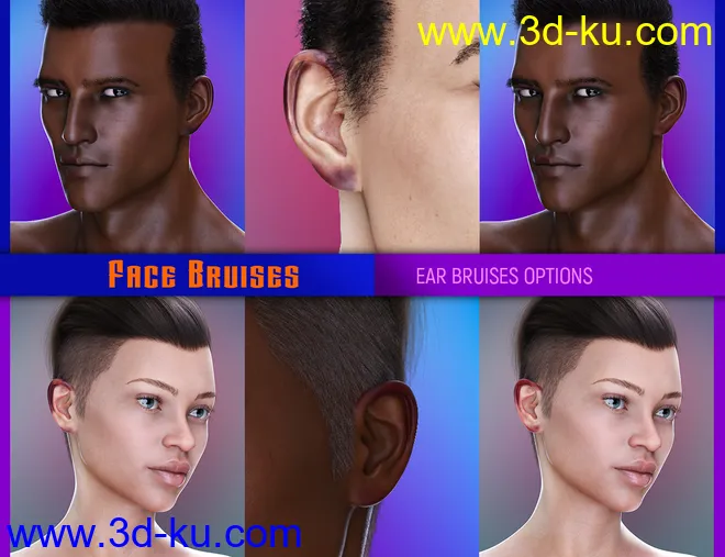 L.I.E. FACE BRUISES for Genesis 3 and 8模型的图片19