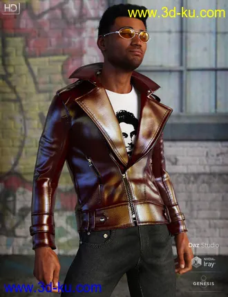 3D打印模型Leather Jacket Outfit for Genesis 8 Male(s)的图片