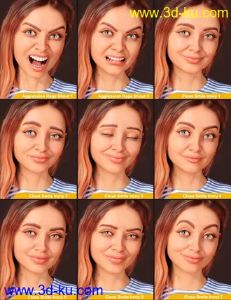 3D打印模型Lera HD plus Palette of Emotions Expressions的图片