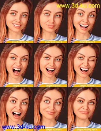 3D打印模型Lera HD plus Palette of Emotions Expressions的图片