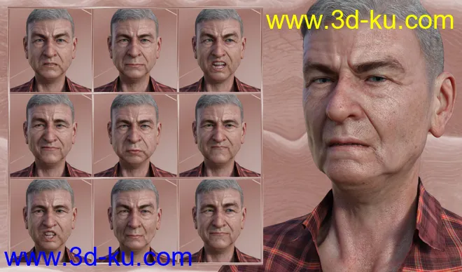Lovable or Grumpy - Expressions for Genesis 8 Male and Floyd 8模型的图片2