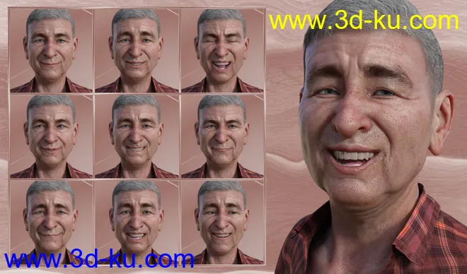 Lovable or Grumpy - Expressions for Genesis 8 Male and Floyd 8模型的图片3