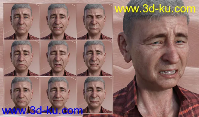 Lovable or Grumpy - Expressions for Genesis 8 Male and Floyd 8模型的图片4