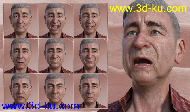 Lovable or Grumpy - Expressions for Genesis 8 Male and Floyd 8模型的图片5