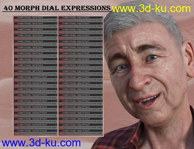 Lovable or Grumpy - Expressions for Genesis 8 Male and Floyd 8模型的图片6