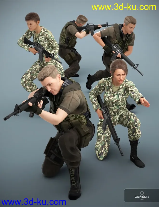 Military Action Poses for Genesis 8模型的图片1