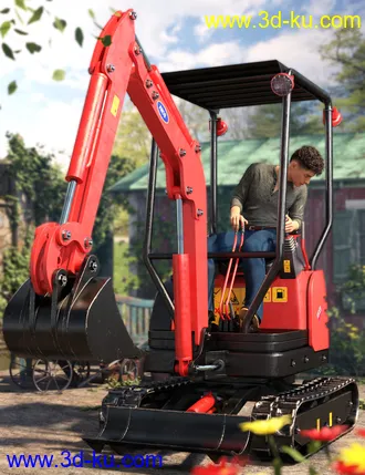 3D打印模型Mini Digger Excavating Poses for Genesis 8的图片