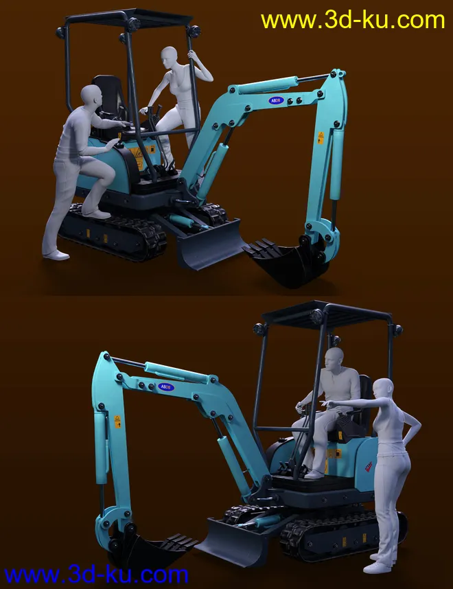 Mini Digger Excavating Poses for Genesis 8模型的图片2
