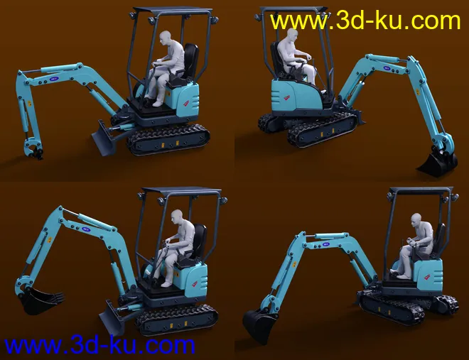 Mini Digger Excavating Poses for Genesis 8模型的图片3