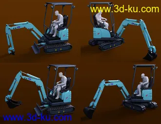 3D打印模型Mini Digger Excavating Poses for Genesis 8的图片