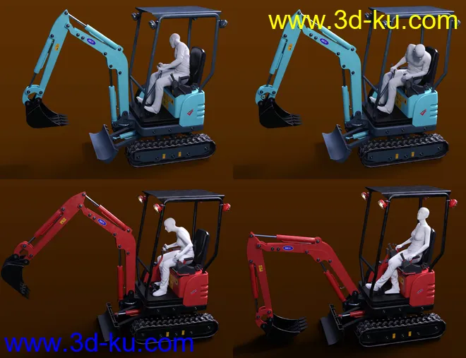 Mini Digger Excavating Poses for Genesis 8模型的图片4