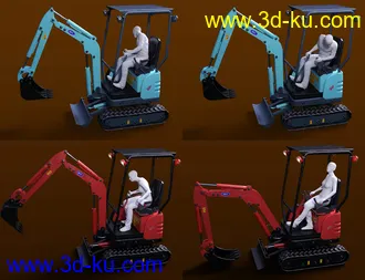3D打印模型Mini Digger Excavating Poses for Genesis 8的图片