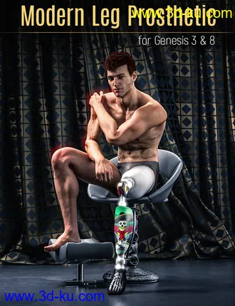 3D打印模型Modern Leg Prosthetic for Genesis 3 and 8 Male的图片