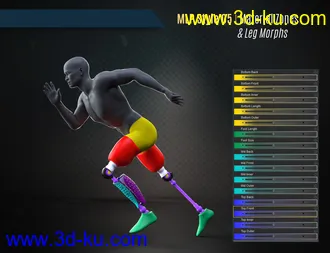 3D打印模型Modern Leg Prosthetic for Genesis 3 and 8 Male的图片