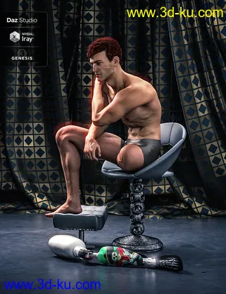 3D打印模型Modern Leg Prosthetic for Genesis 3 and 8 Male的图片