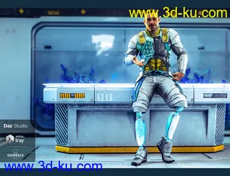3D打印模型Modern Leg Prosthetic for Genesis 3 and 8 Male的图片