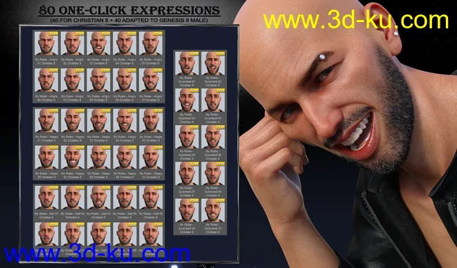 My Rules - Expressions for Genesis 8 Male and Christian 8模型的图片6