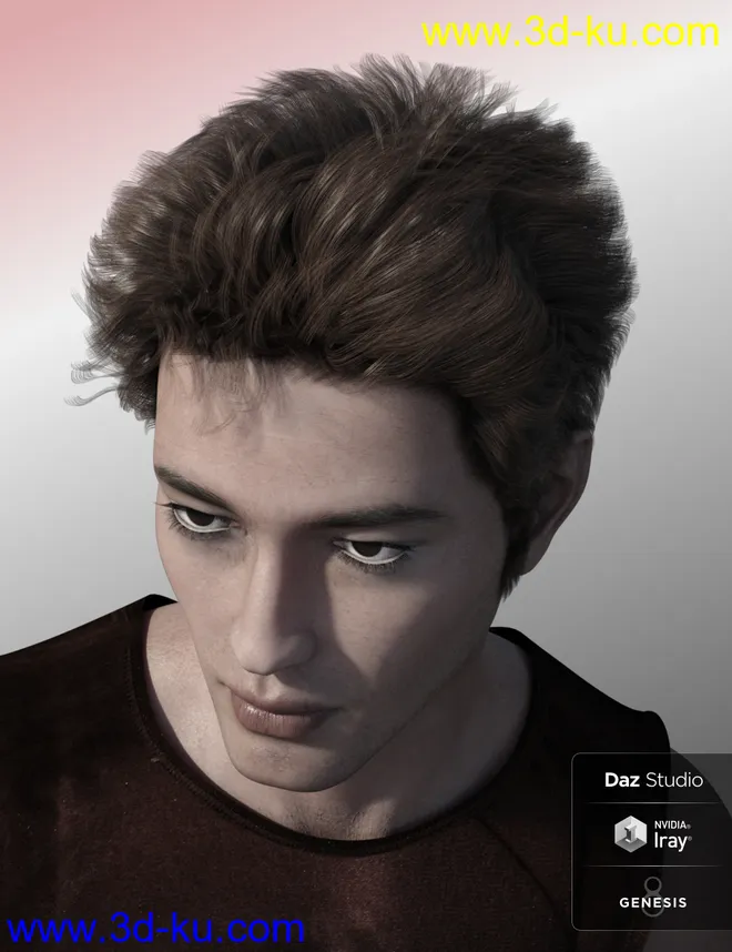 Nocturne Hair for Genesis 8 Male(s)模型的图片6