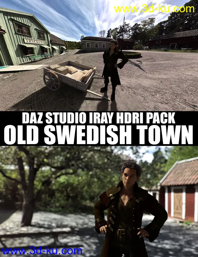 Old Swedish Town - DAZ Studio Iray HDRI Pack模型的图片1
