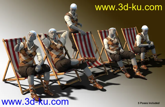 On The Beach (60s) Outfit for Genesis 8 Male(s)模型的图片7