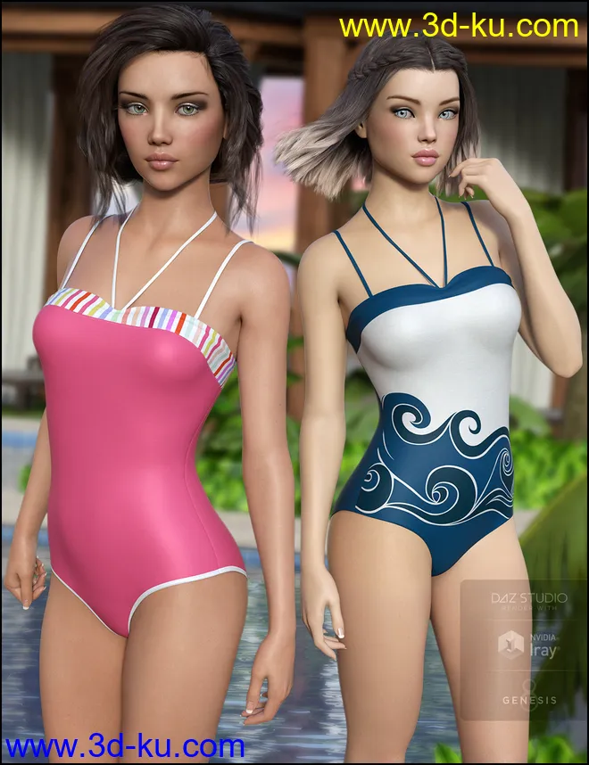 One Piece Swimsuit Vacation Textures模型的图片1