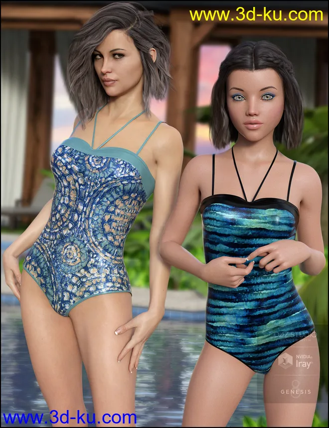 One Piece Swimsuit Vacation Textures模型的图片2