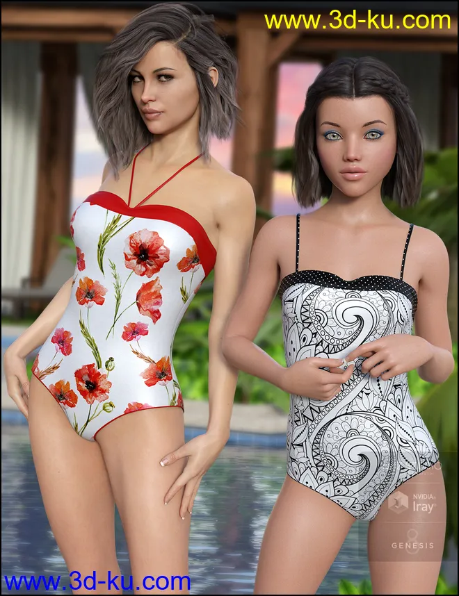 One Piece Swimsuit Vacation Textures模型的图片8
