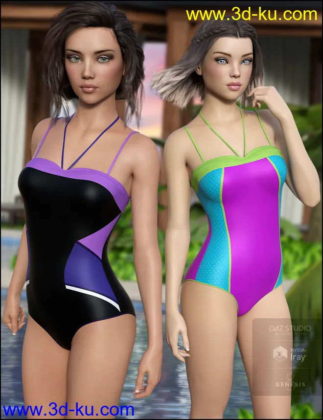 One Piece Swimsuit Vacation Textures模型的图片9