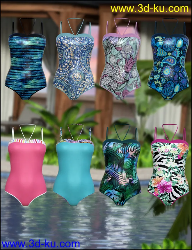 One Piece Swimsuit Vacation Textures模型的图片10