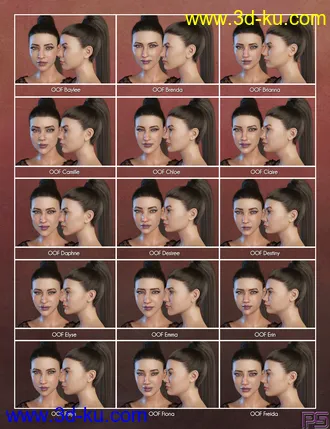 3D打印模型Oodles of Faces Morphs for Genesis 8 Female(s)的图片