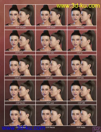 3D打印模型Oodles of Faces Morphs for Genesis 8 Female(s)的图片