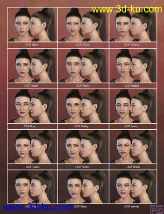 3D打印模型Oodles of Faces Morphs for Genesis 8 Female(s)的图片
