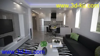 3D打印模型Open Kitchen and Living Room的图片