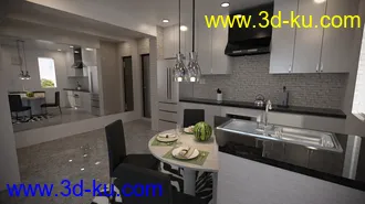 3D打印模型Open Kitchen and Living Room的图片