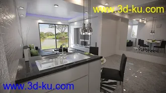 3D打印模型Open Kitchen and Living Room的图片