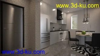 3D打印模型Open Kitchen and Living Room的图片