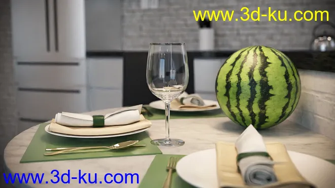 Open Kitchen and Living Room模型的图片8