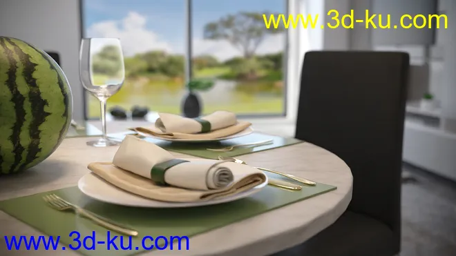 Open Kitchen and Living Room模型的图片9