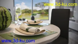 3D打印模型Open Kitchen and Living Room的图片